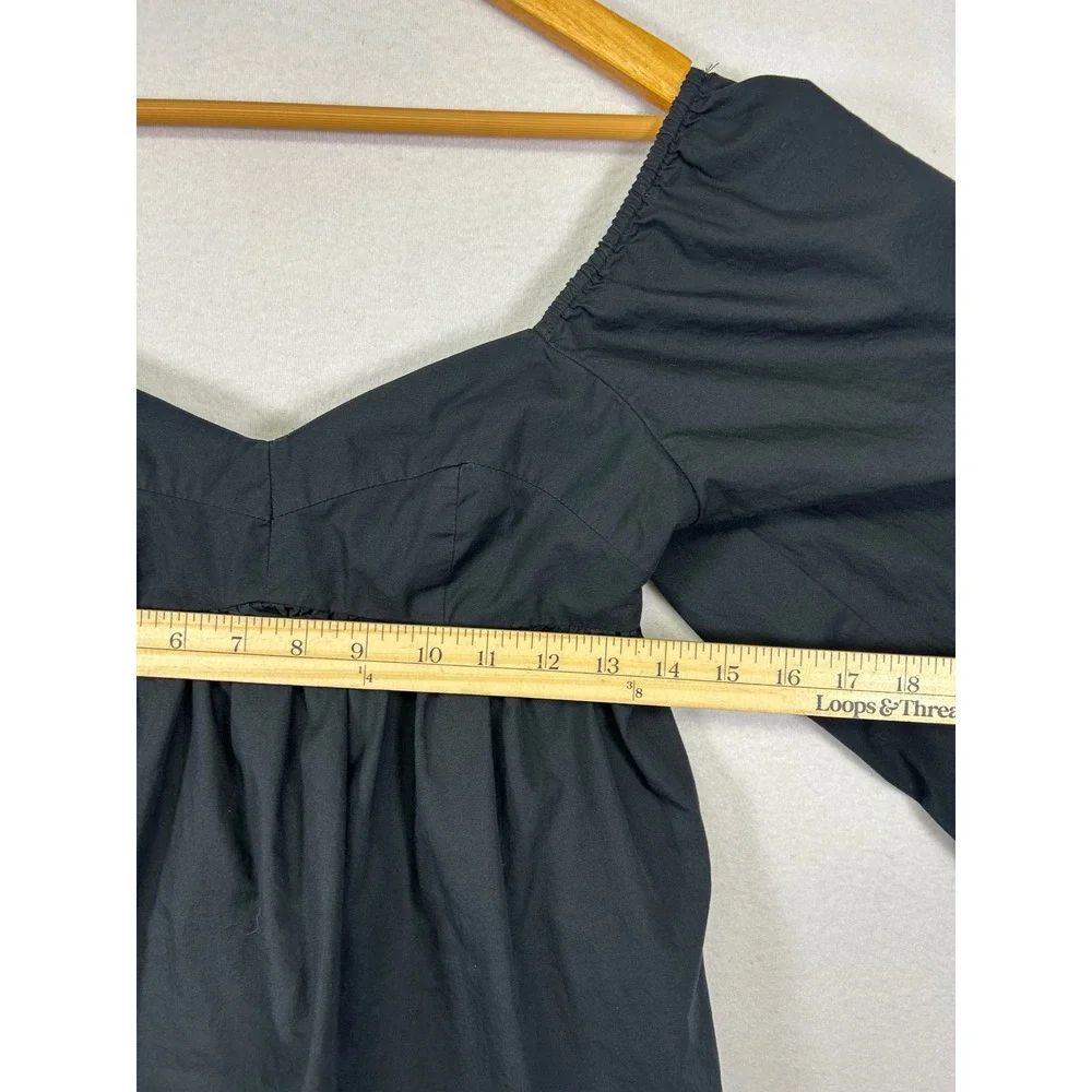 Dark Romantic Banana Republic Womens XS Petite Black Puff‎ Sleeve Peplum Blouse